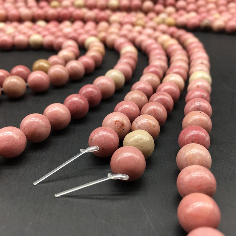Vòng cổ chuỗi hạt Rhodochrosite tự nhiên 4-12mm hình tròn DIY