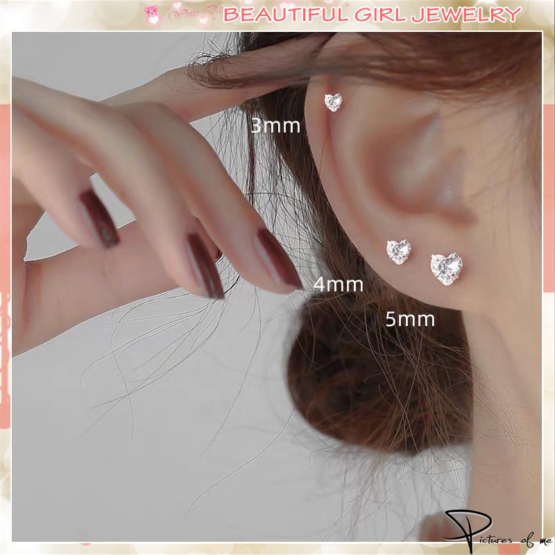 Bông Tai Mạ Bạc 925 Hình Trái Tim Đính Đá Zircon Phong Cách Thời Trang Mới 2022