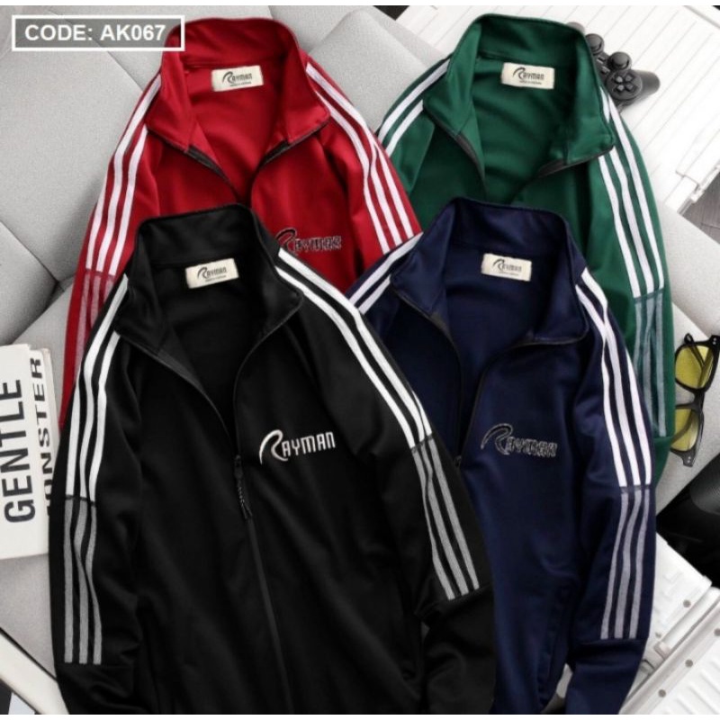 Áo khoác nam adidas 3 sọc thể thao tay dài cổ trụ Rayman - chất liệu dày dặn thun co dãn - AK067