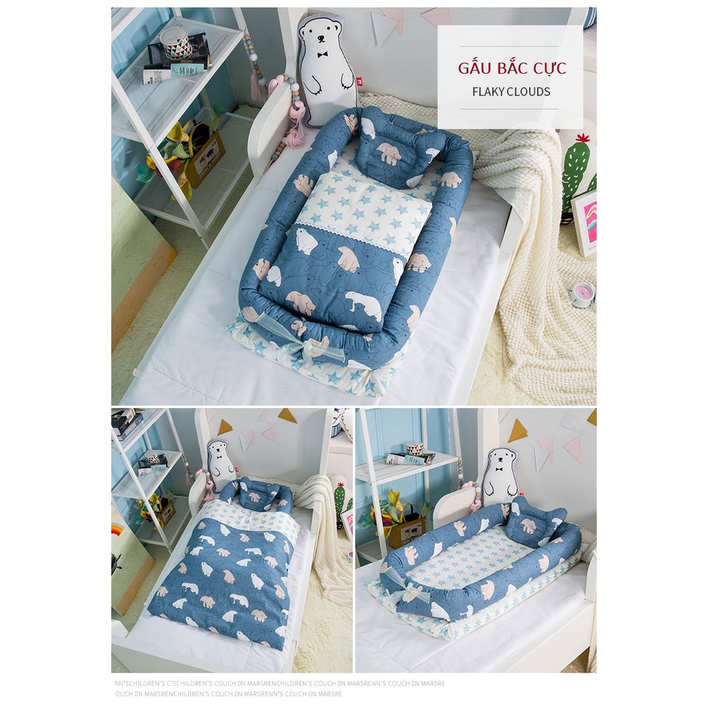 Nệm nôi mềm gối vải cotton 100% dành cho trẻ sơ sinh