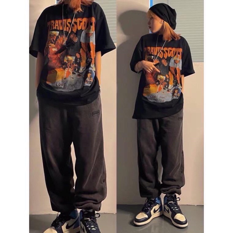 Áo thun tay lỡ TRAVISCOST Hogoto shop , Áo thun unisex nam nữ form rộng oversize chất liệu Cotton