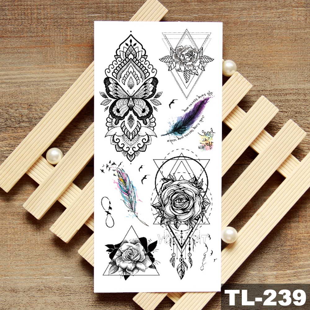 Hình Xăm Dán Tạm Thời Hình Dream Catcher/Cá Heo/Hoa/Cá Heo/Hoa Chống Thấm Nước Trang Trí Cơ Thể Nghệ Thuật Cho Nữ