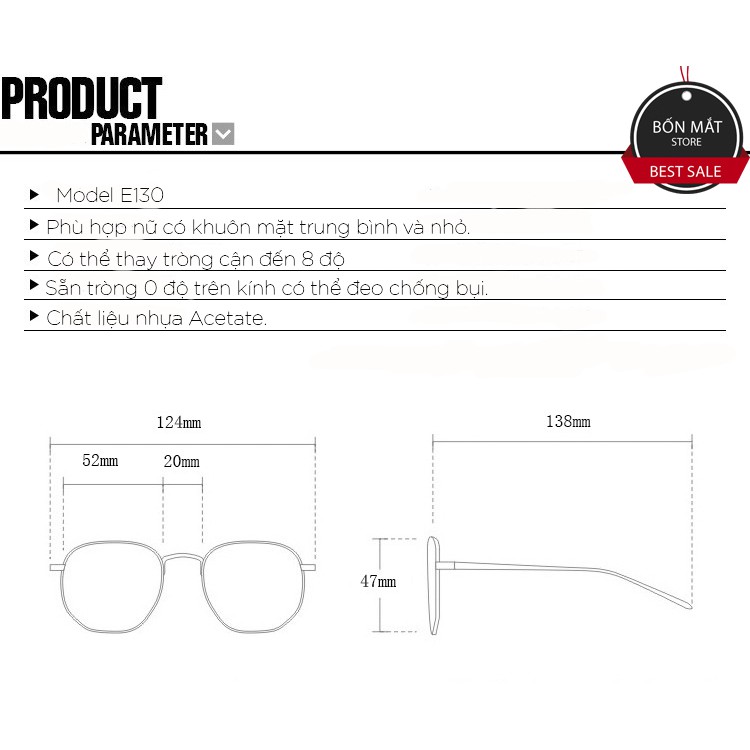 Gọng Kính Nữ Form Tròn Nhựa Acetate E103 | BigBuy360 - bigbuy360.vn