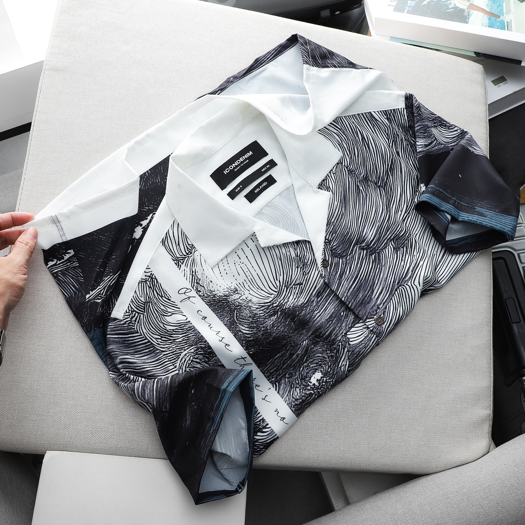 Áo sơ mi nam tay ngắn ICDN The Island Chính Hãng 160STORE chất sơ mi vân chéo dày dặn form relaxed - SMID0091