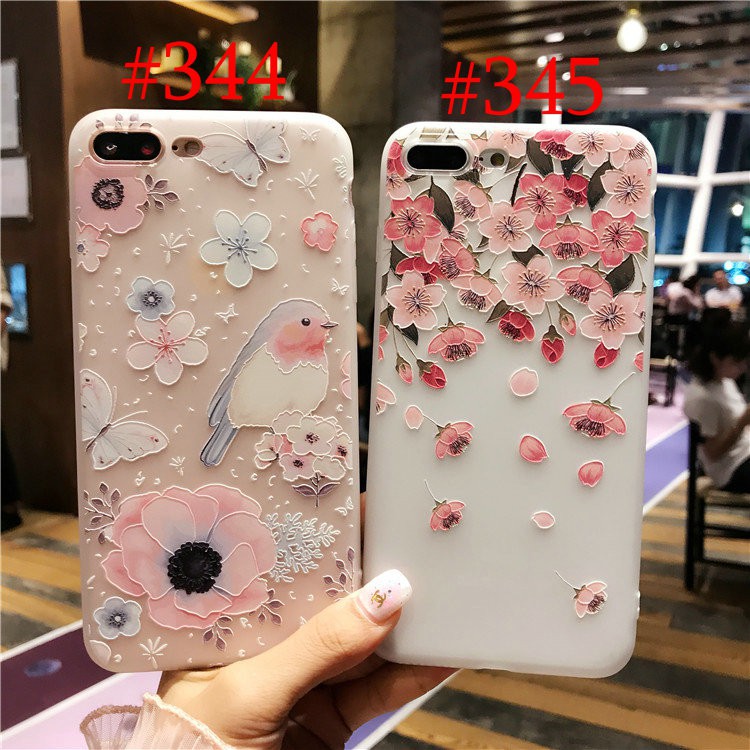 GNC|Ốp lưng họa tiết hoa 3D cho iPhone 12 Mini 11 Pro Max XR XS 6 6s 7 8 Plus chất lượng cao