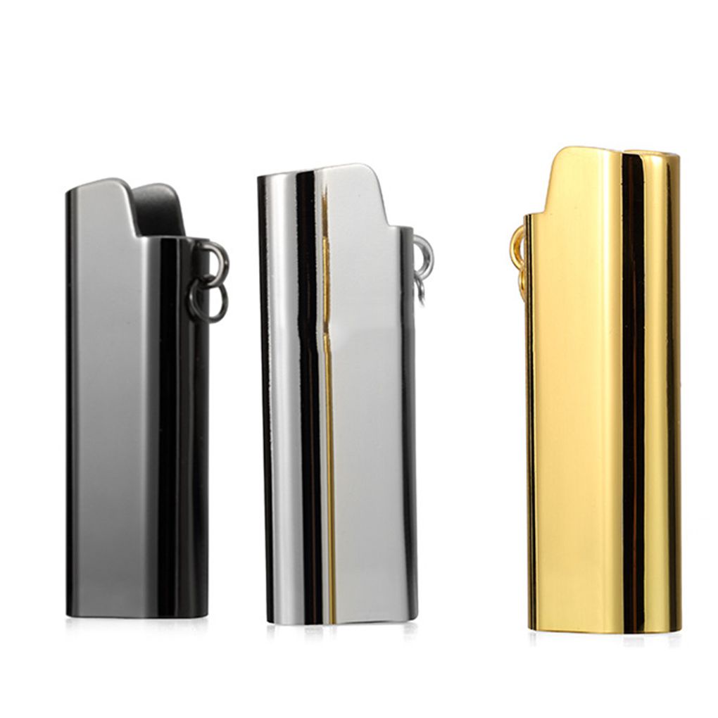 Silver Gold Alloy Lighter Case Hiphop Necklace Lighter Shell Pendant Metal Neck Chain Long Choker