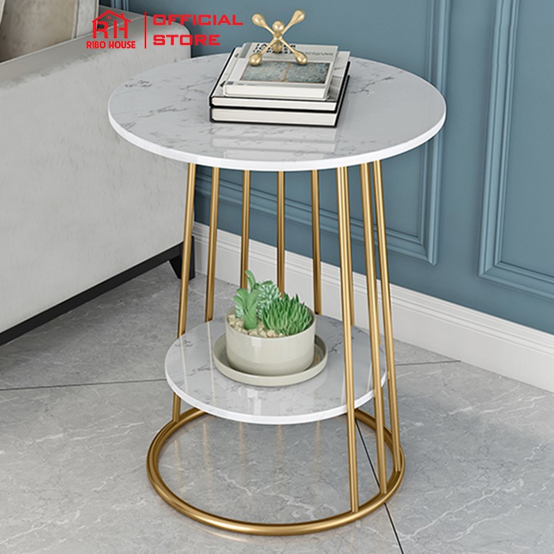 [Mua 699k Tặng gối] Bàn trà kệ tab mặt đá RIBO HOUSE khung kim loại sơn tĩnh điện nội thất phòng khách phòng ngủ RIBO50 | BigBuy360 - bigbuy360.vn