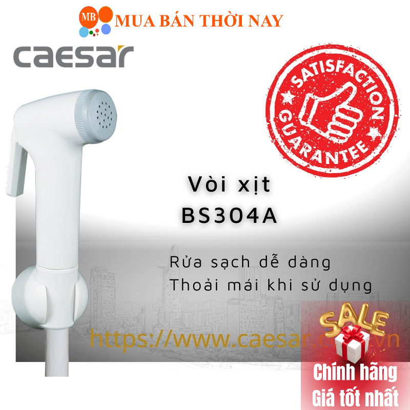 Vòi xịt nhựa Caesar BS304A, vòi rửa vệ sinh phòng tắm, Cam kết chính hãng