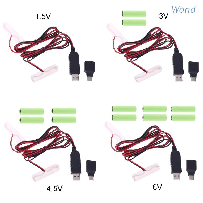 Dây cáp nguồn Wond USB Type C sang Dual LR6 AA dài 1m dành cho đèn LED