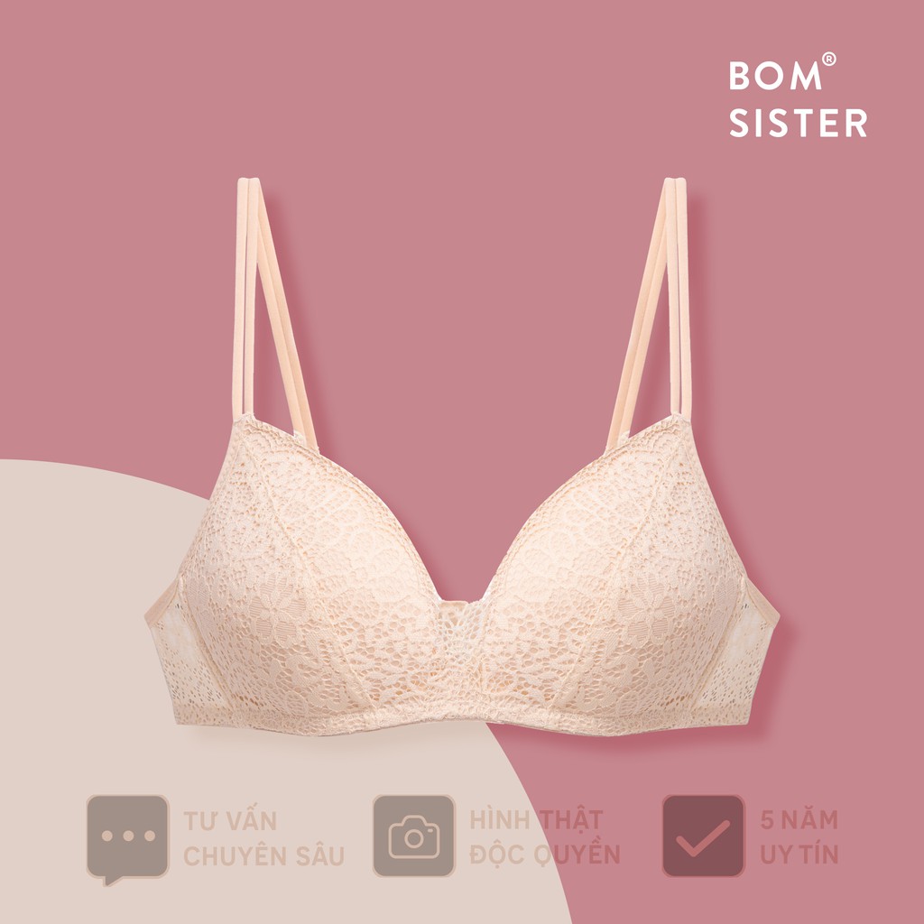 Áo lót mút mỏng chất ren không gọng thoải mái màu trơn nâng ngực tự nhiên BOM SISTER A1230 | BigBuy360 - bigbuy360.vn