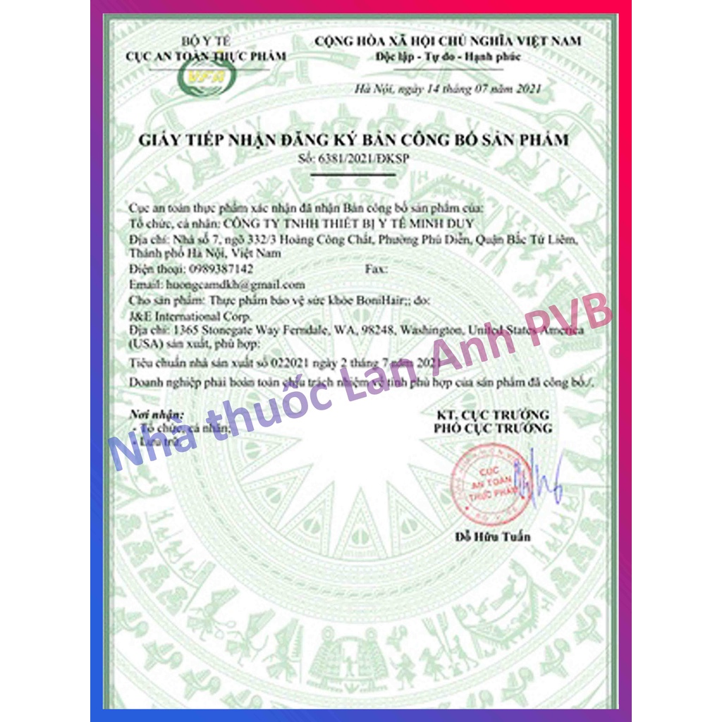 BONIHAIR  - Viên uống ngăn ngừa bạc tóc, rụng tóc.