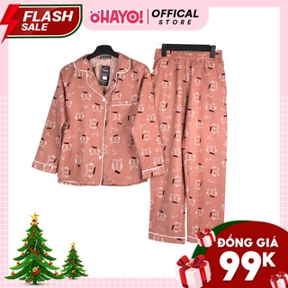 Đồ Bộ  Pijama Nữ Dài Tay OHAYO - Bộ Mặc Nhà Cổ Bẻ, Chất Liệu Poli Cao Cấp, Mềm Mịn Thoải Mái TTN013B