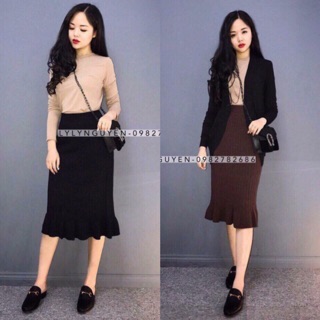 Chân váy đuôi cá len (có ảnh thật) BB1234