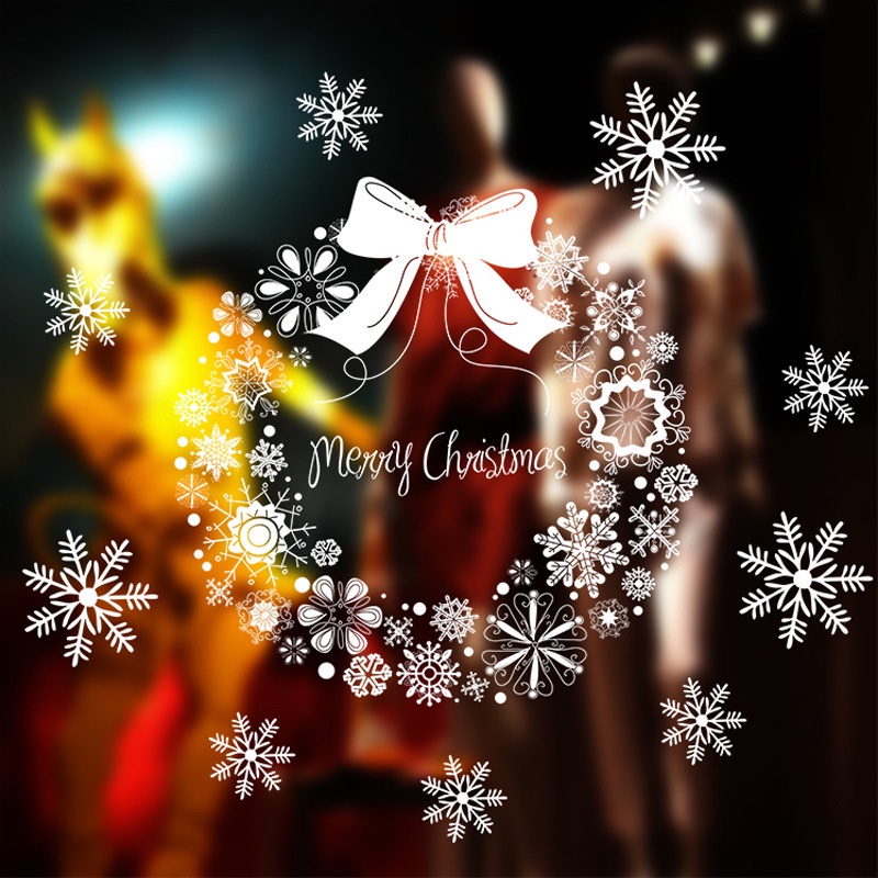 Nhãn Dán Trang Trí Cửa Sổ Họa Tiết Ông Già Noel / Người Tuyết Tự Dính Có Thể Tháo Rời