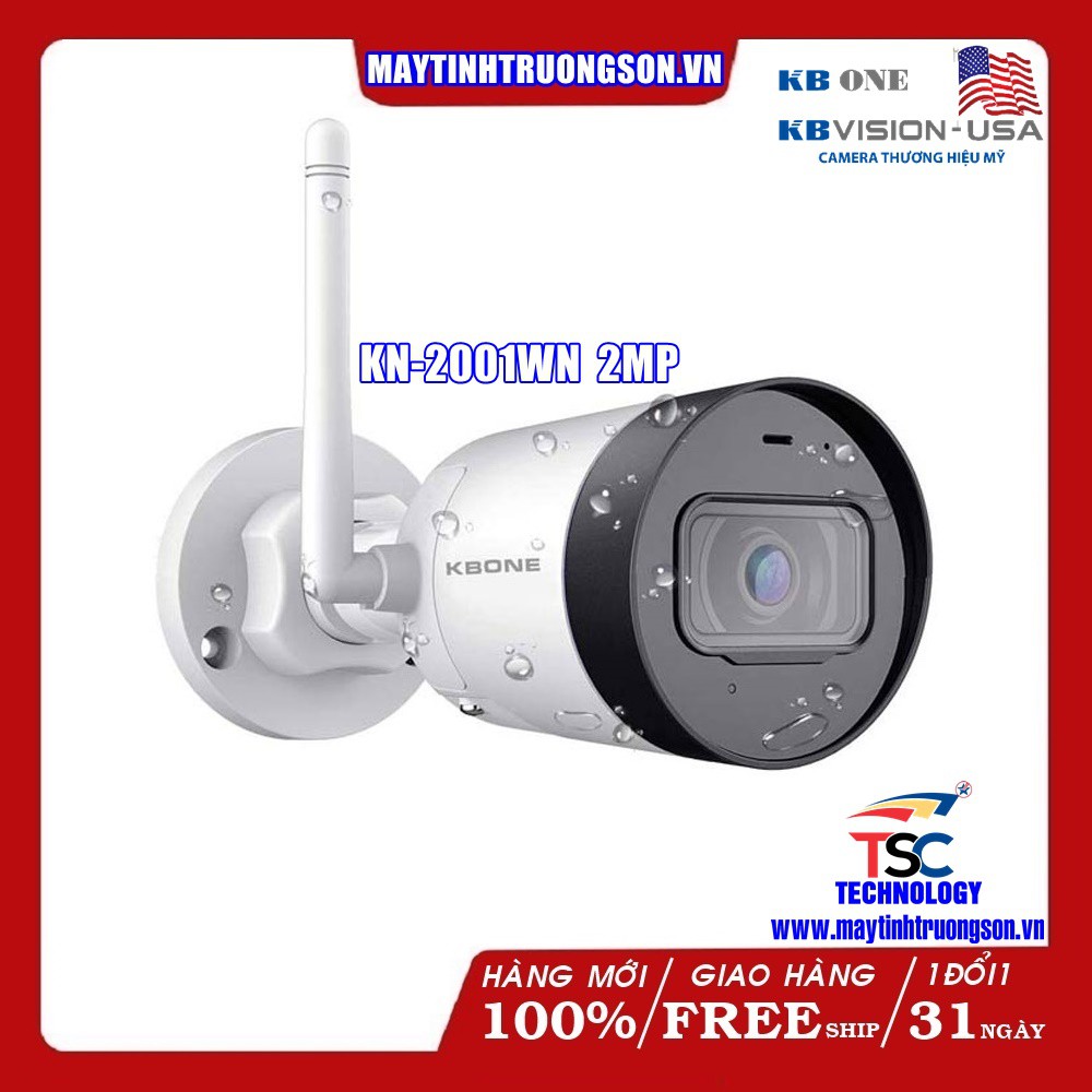 Camera IP Wifi 2.0MP HD 1080P KBONE KN-2001WN | Camera Ngoài Trời Chịu Mưa Nắng