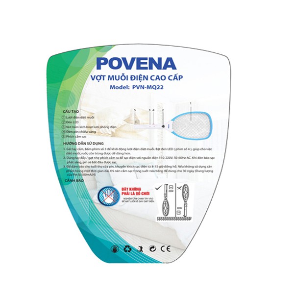 Vợt muỗi điện cao cấp Povena PVN-MQ22 - Bảo hành chính hãng 12 tháng