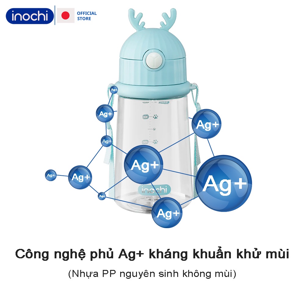 Bình nước nhựa Tritan 350/500/700ml cao cấp INOCHI nguyên sinh kháng khuẩn Ag+ dễ cầm nắm và tiện dụng