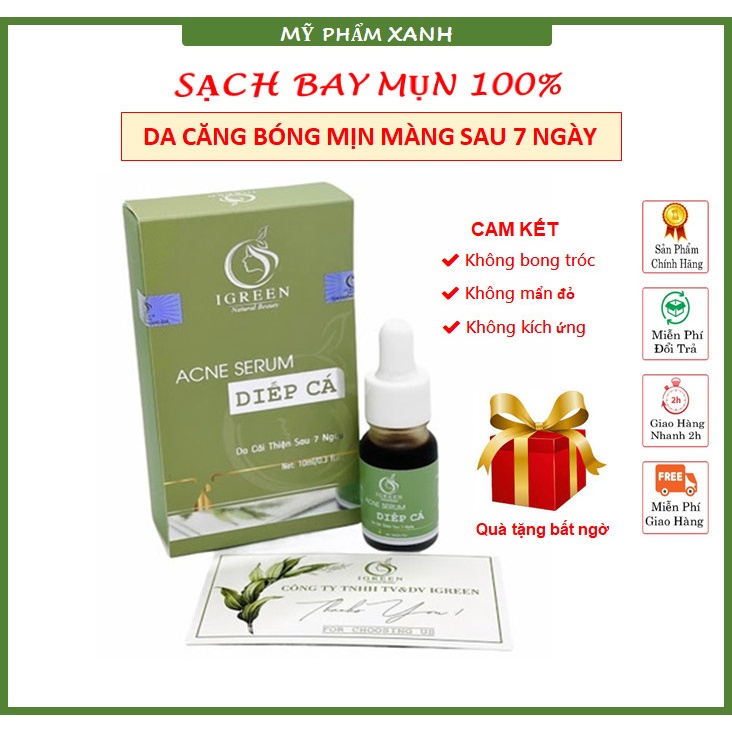 Serum diếp cá Igreen 10ml sạch mụn thâm se khít lỗ chân lông, nuôi dưỡng da căng bóng mịn màng | BigBuy360 - bigbuy360.vn