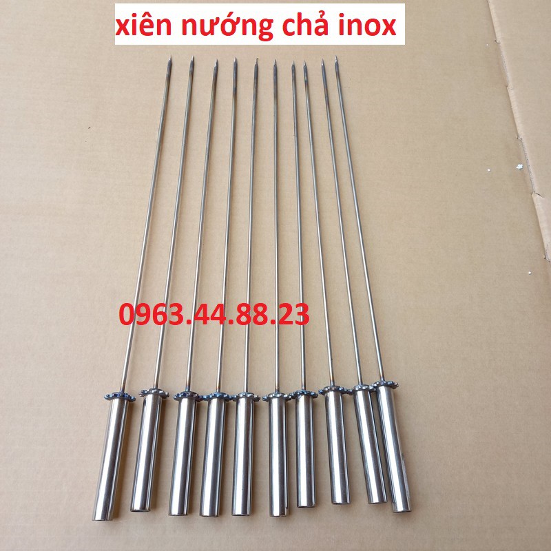 [ Bộ 10 xiên ] Máy nướng thịt, chả mini tự động chuẩn 100% inox