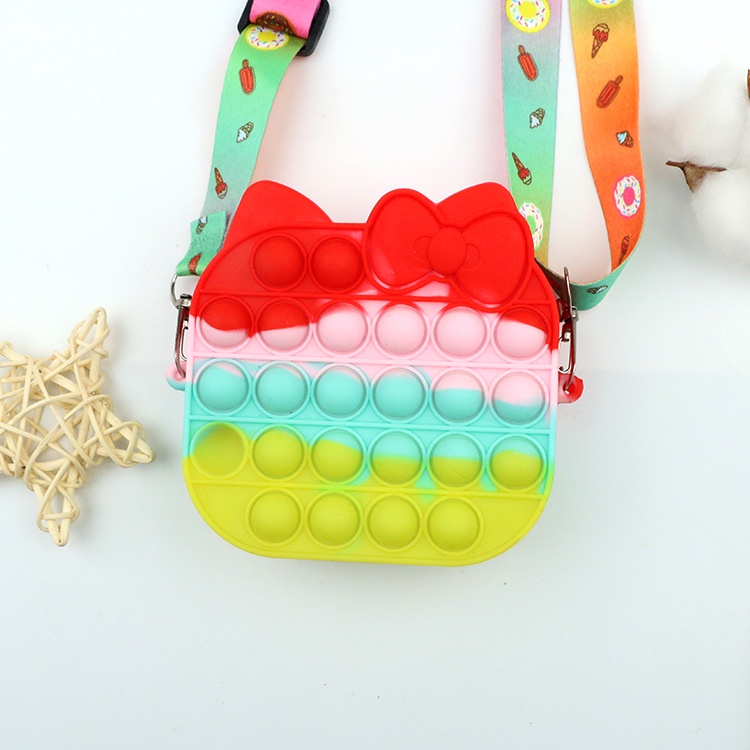 Túi Đeo Chéo Đựng Tiền Xu Chất Liệu Silicon Hình Mèo Dễ Thương