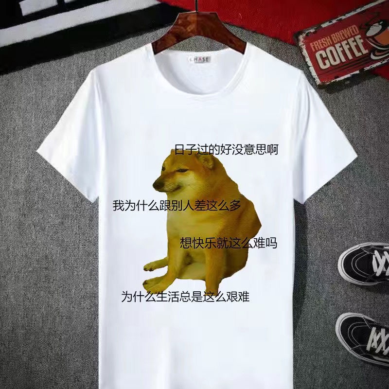 Áo Thun Ngắn Tay In Hình Chó Shiba Inu Cheems 2022 Thời Trang Unisex Galaxy