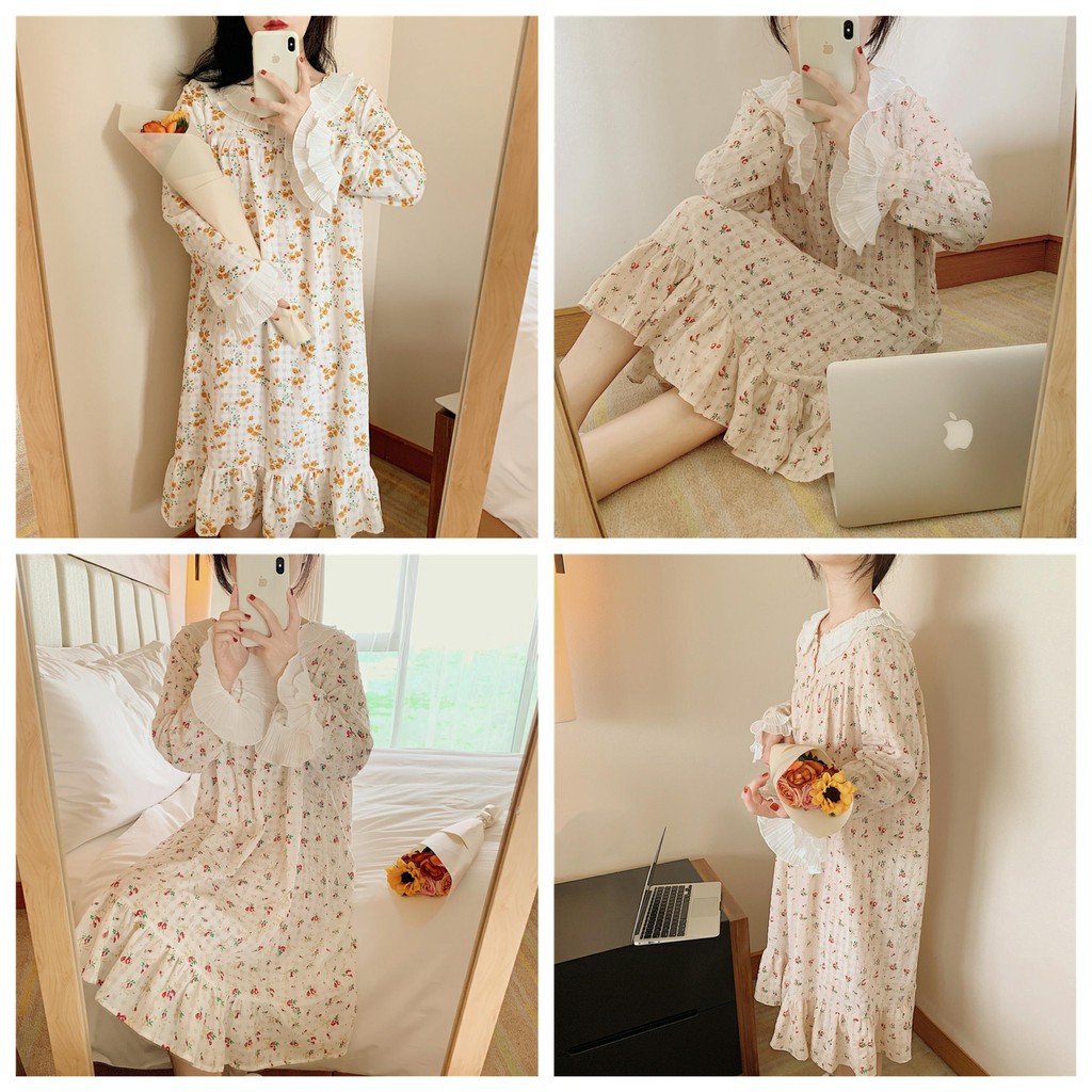 ( ORDER ) Váy ngủ tiểu thư họa tiết xinh ulzzang AK1102