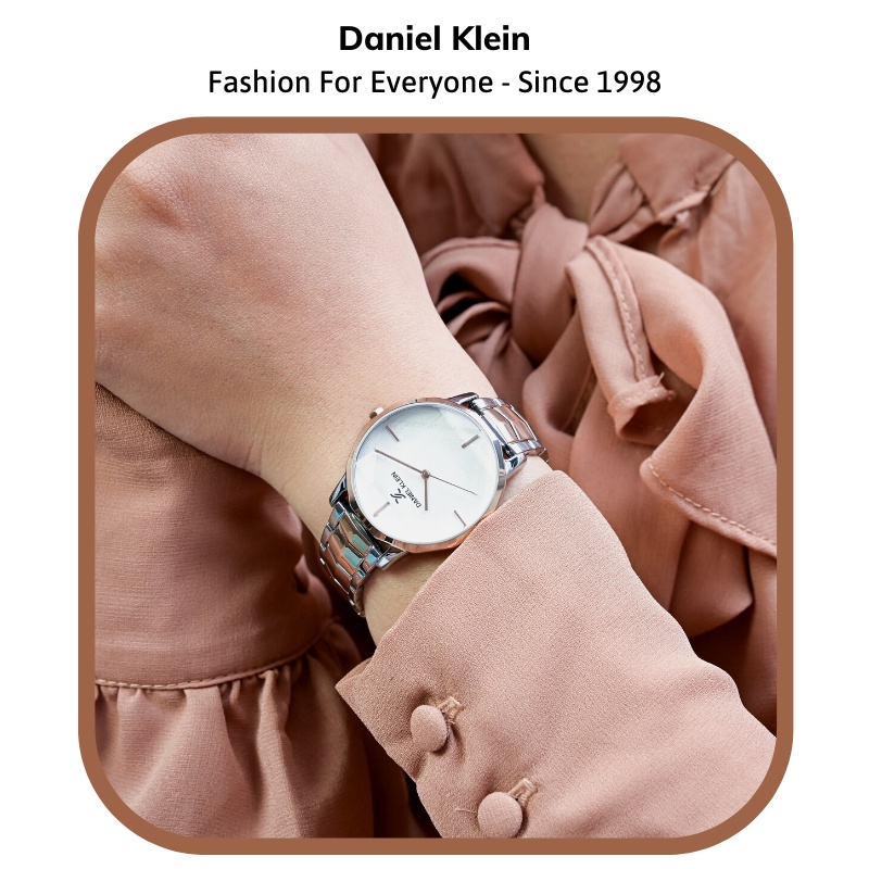 Đồng hồ nữ Daniel Klein Watch DK.1.12555 mặt nhỏ kính cứng chống xước, chống nước, dây thép đeo tay cao cấp chính hãng