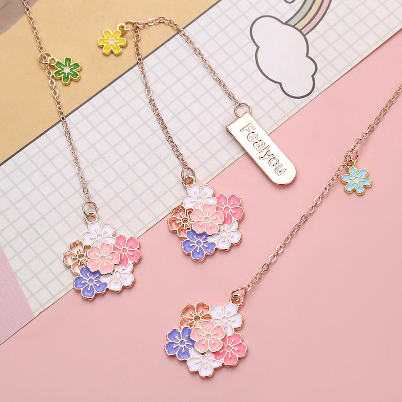 1 Bút Đánh Dấu Sách Bằng Kim Loại Họa Tiết Hoa Anh Đào Hoạt Hình Sáng Tạo