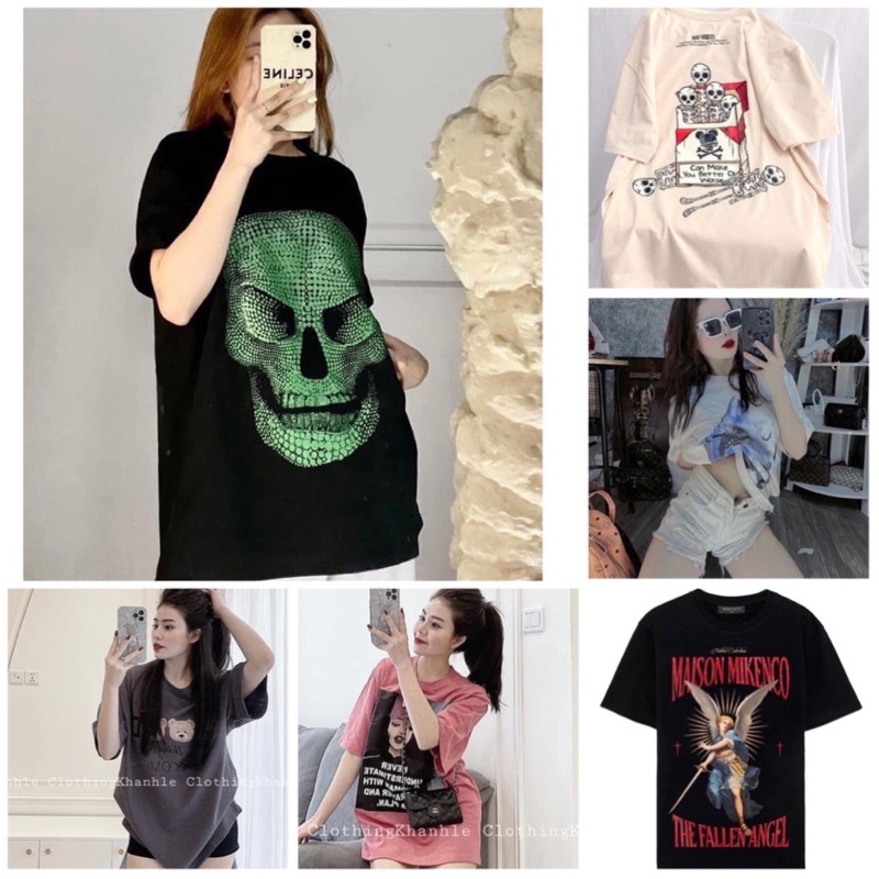 Áo Phông Nam Nữ Unisex Hình Đầu Lâu Xanh,Áo Thun Vintage 3158 Sọ Ma Ulzzang Hot