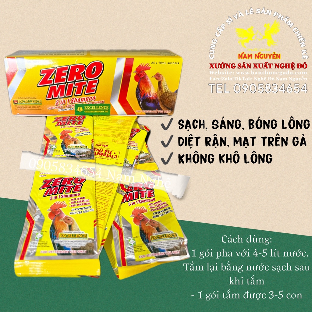 GÓI XÀ BÔNG TẮM GÀ - ZERO MITE - DIỆT MẠT