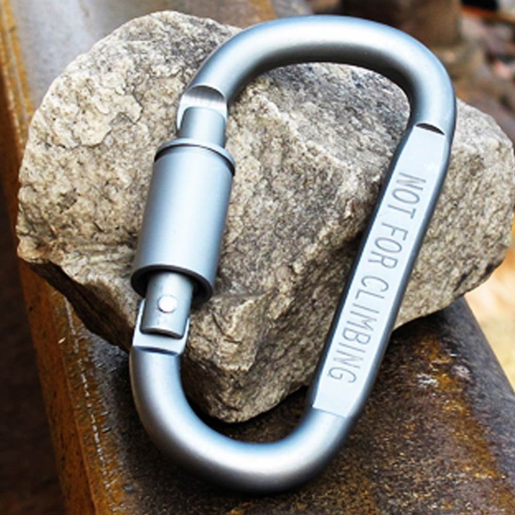 Móc khóa nhôm đa năng phụ kiện đi phượt carabiner chữ D khoá xoay 8cm Chammart