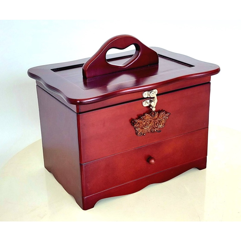 Hộp Nữ Trang Gỗ Nhiều Màu Có Gương Có Khóa Loại Lớn 28.5x21 cm - Hàng VN Xuất Khẩu