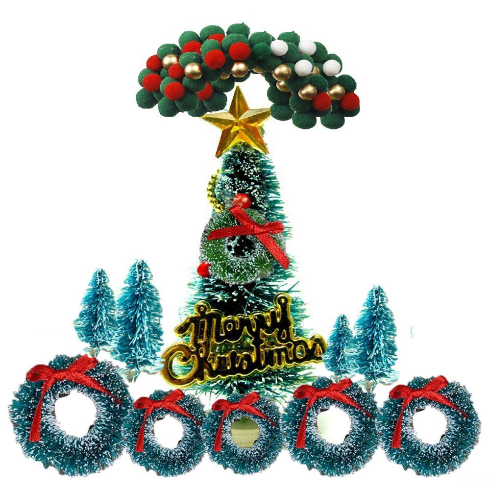 RAINBOW Set 2 Vòng Hoa Giáng Sinh Mini 3 / 4cm Trang Trí Nhà Búp Bê