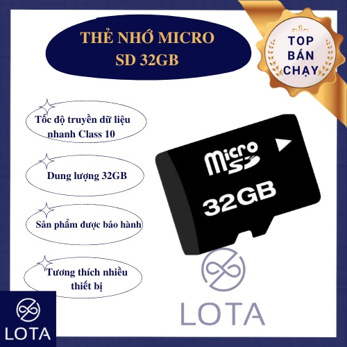 THẺ NHỚ MICRO SD 32GB, memory card 32 gb 32 gygabyte, dùng cho camera điện thoại tablet tốt xịn cao cấp, dung lượng lớn