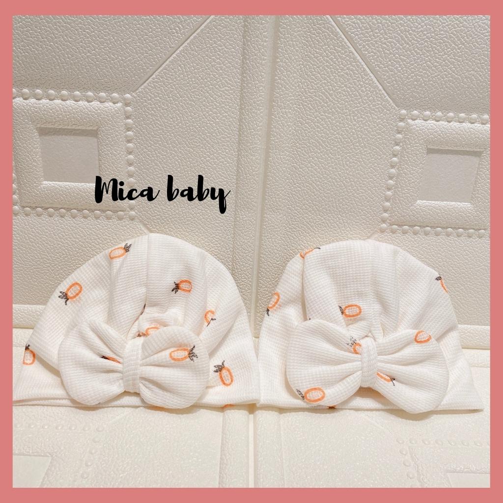 Mũ turban màu trắng kem họa tiết quả dứa xinh xắn cho bé Mica Baby MTB144