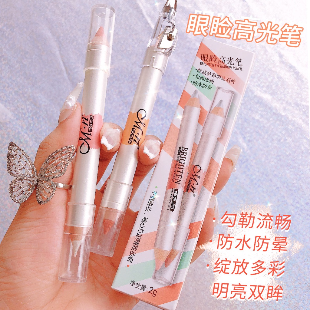 MENOW Highlighter Mắt Và Mặt, Làm Sáng Tự Nhiên Như Con Tằm, Highlighter Hai Đầu Không Thấm Nước Và Không Lem