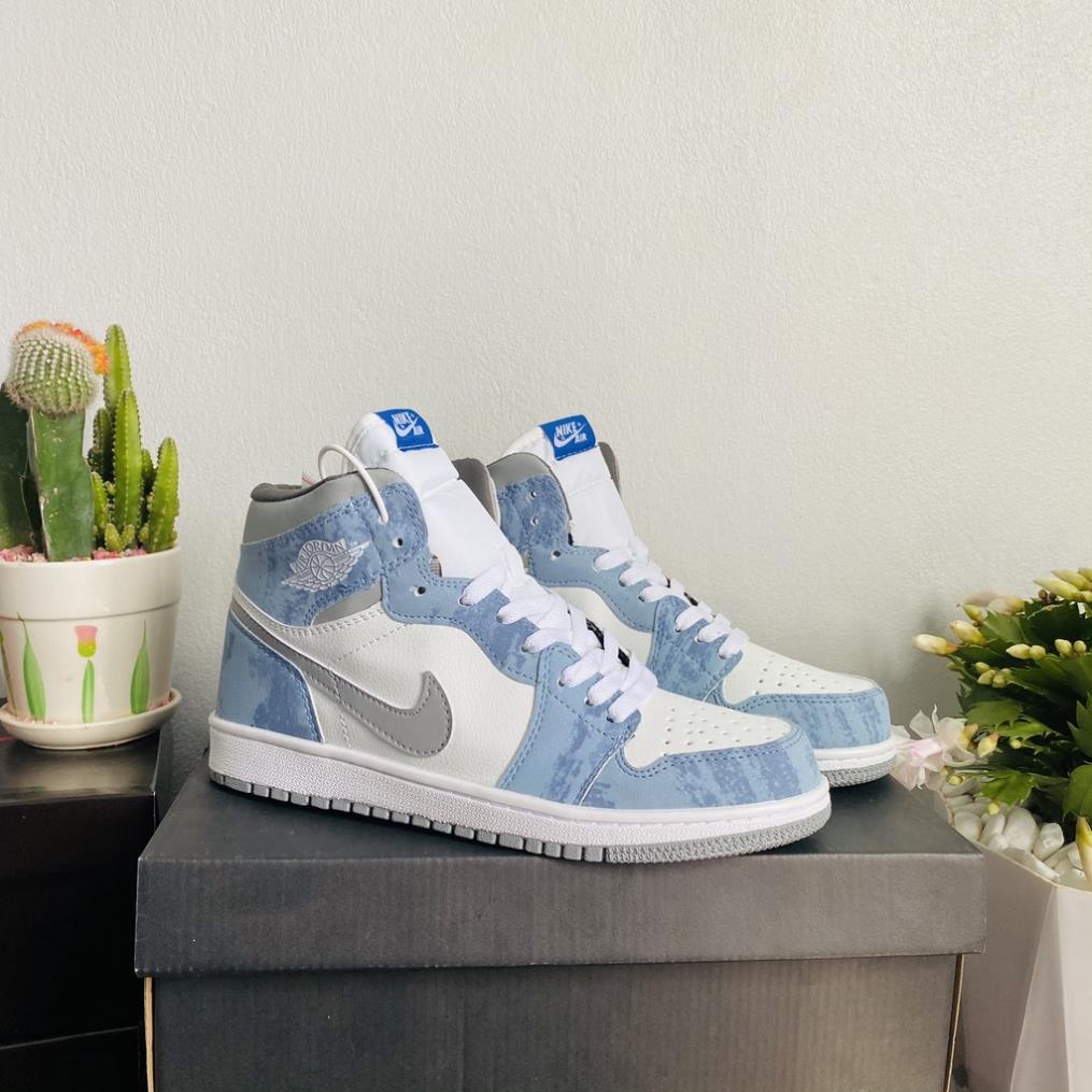 Giày 𝐉𝐨𝐫𝐝𝐚𝐧 1  hyper royal xanh nỉ cao cổ mới, Giày JD1 xanh loang nam nữ hot nhất 2022