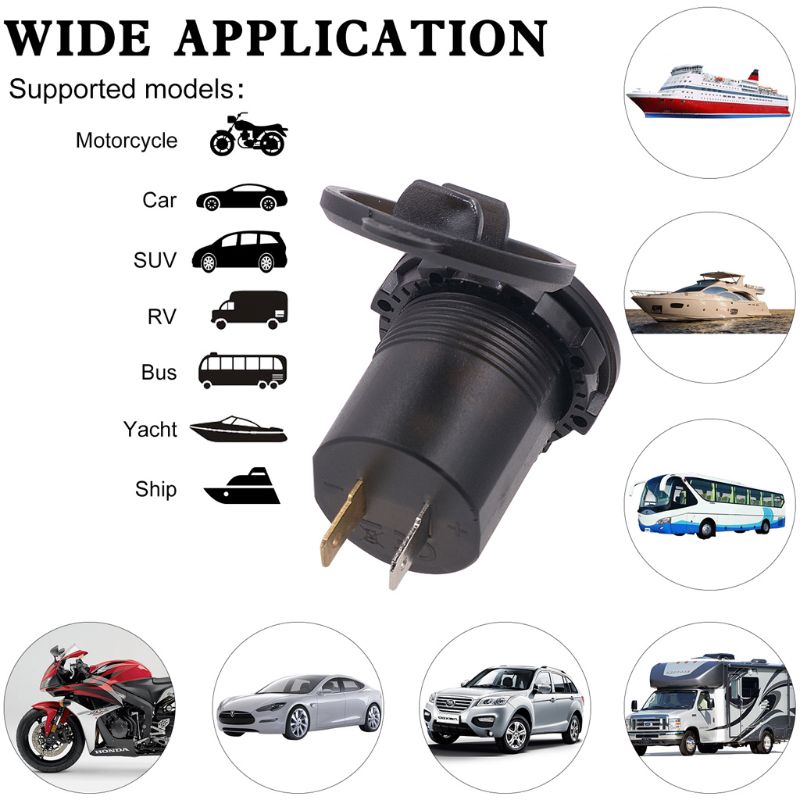 12V 24V Waterproof 2.1A Dual USB Port Car Charger With LED Voltmeter Mobile Phone Charging Power Outlet Adapter For Car Marine ATV Boat Motorcycle Truck  