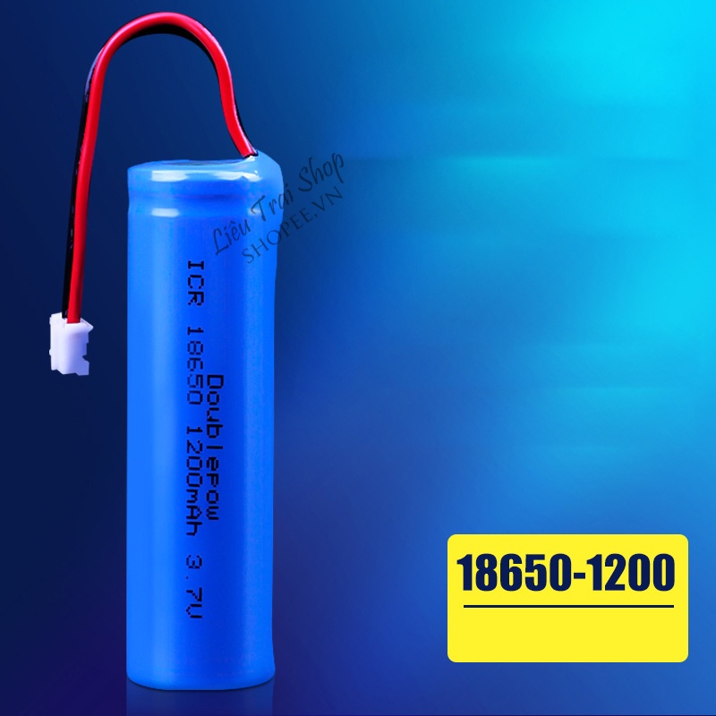 Pin 18650 lithium 1200mAh sắn dây chuẩn PH2.0 doublepow có mạch bảo vệ