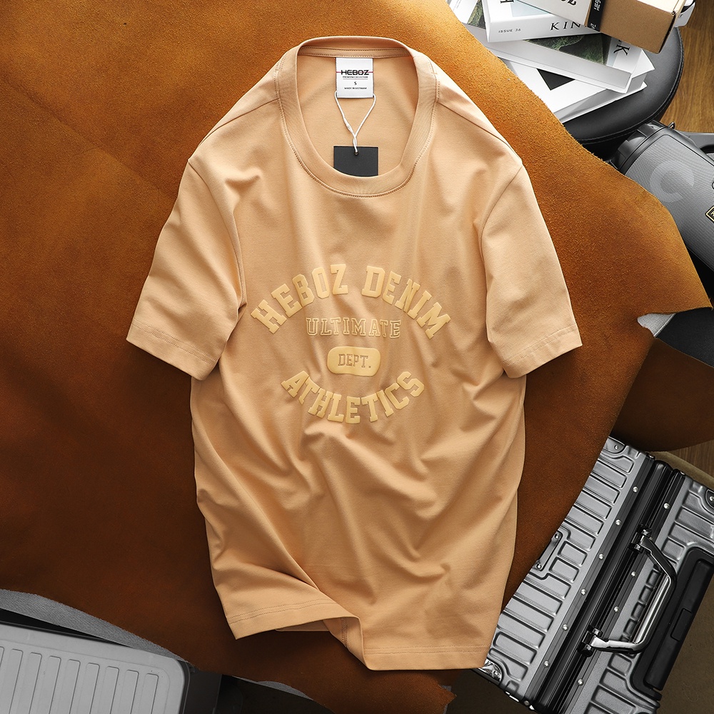 Áo thun nam cổ tròn HEBOZ athletics chất vải cotton 4 chiều cao cấp 3M - 00001210