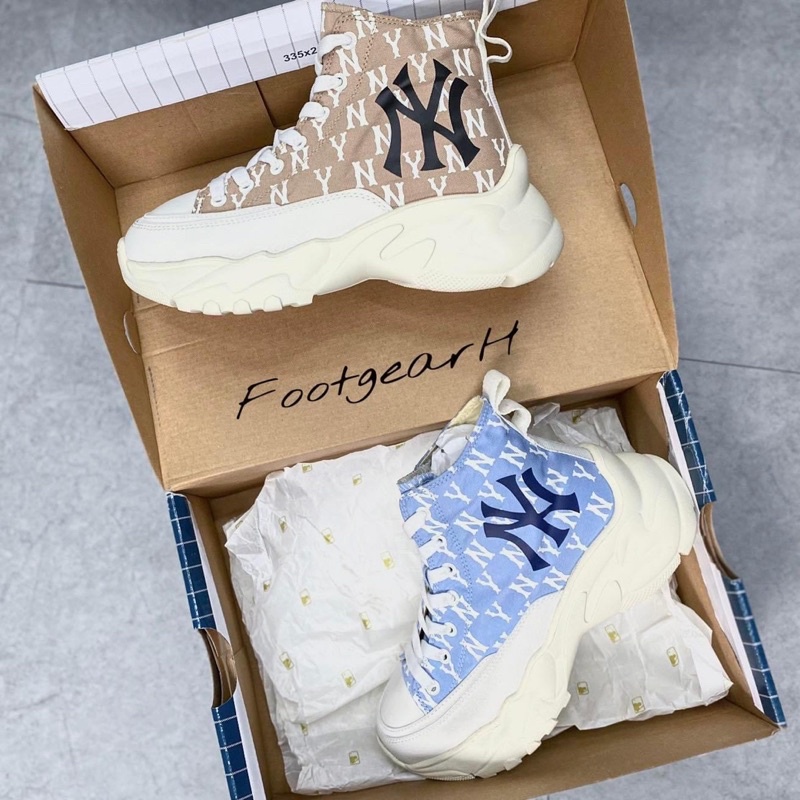 Giày MLB Chunky Đế Cao Monogram nâu/xanh