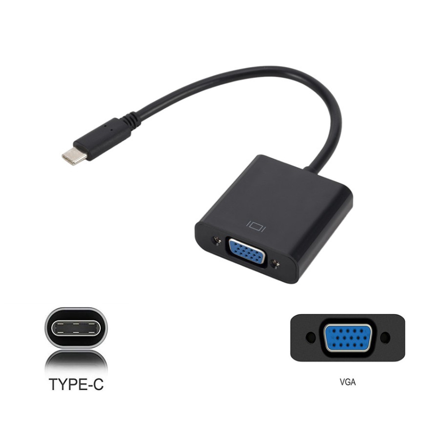 USB 3.1 Type-C Male To VGA Female Converter Adapter Type C To VGA Adapter Cable for Pixel Laptop Chromebook Macbook