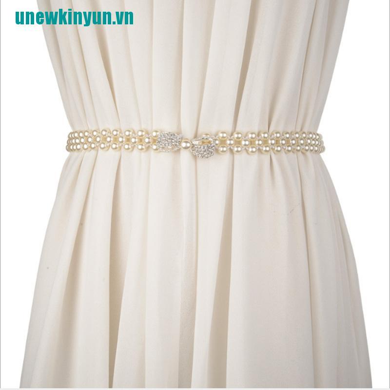 Uny☌Thắt Lưng Chuỗi Hạt Ngọc Trai Mặt Hoa Cho Nữ