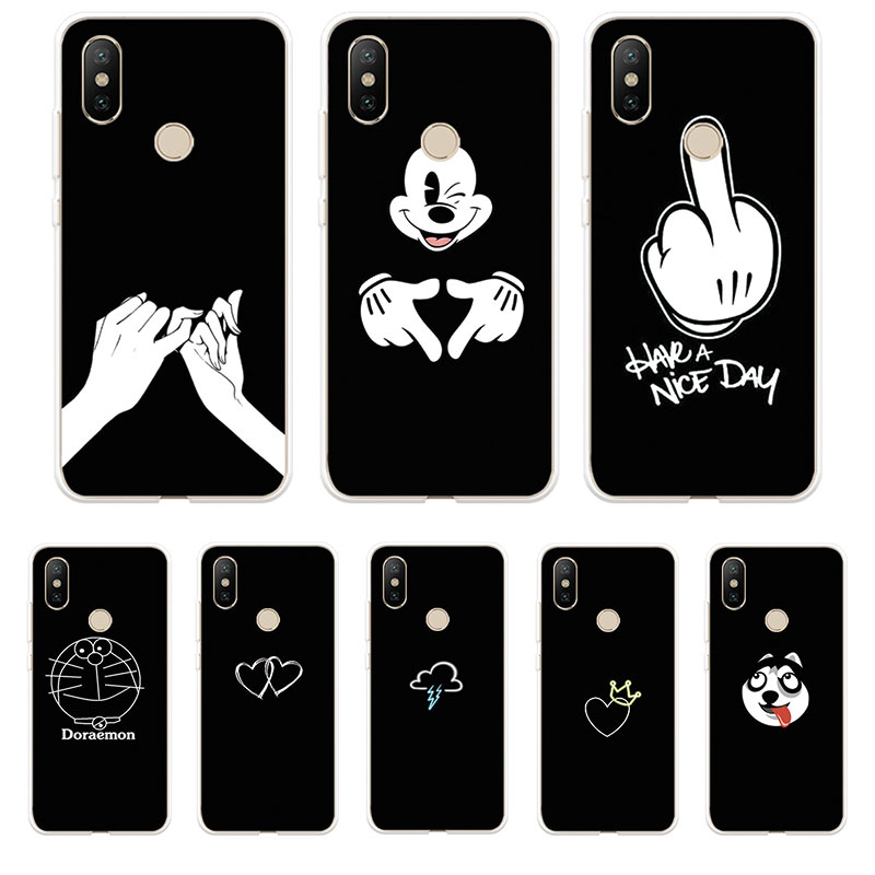 Ốp Lưng Xiaomi MI 6 A1 A2 Lite A2lite Pocophone F1 TPU mềm Case Cá tính đen tuyền Two