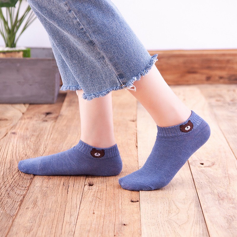 [compo 5 đôi]Tất hoa cúc xinh Brown ulzzang tất nữ vintage Hàn Quốc dễ thương siêu hot
