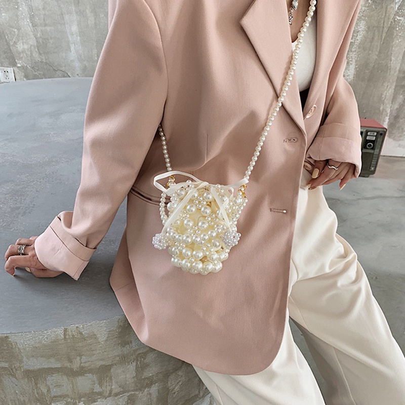 IELGY Túi Đeo Vai Đính Ngọc Trai Thời Trang Sang Trọng Cho Nữ