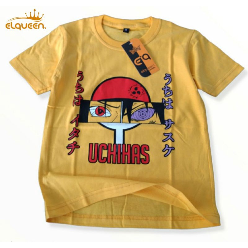 Áo Thun 100% Cotton Mềm In Hình Nhân Vật Uchihas Màu Vàng Dành Cho Bé Trai 1-10 Tuổi