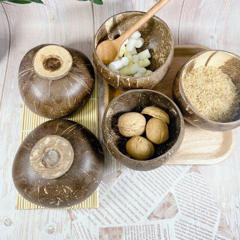 Bát Chén Gáo Dừa cao cấp dùng ăn Salad, hoa quả dầm