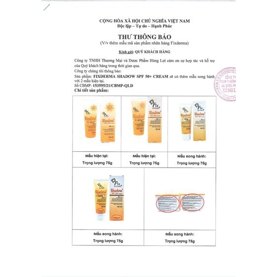 Kem Chống Nắng Fixderma Shadow Chính Hãng SPF30 SPF50 Cho Da Mặt