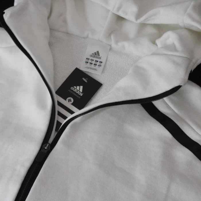 Áo Khoác Hoodie Màu Trắng In Logo Adidas Năng Động Thời Trang